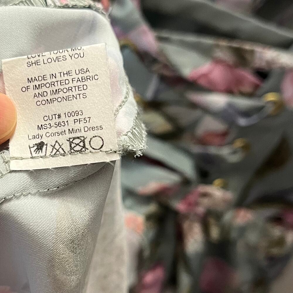 Show Me Your Mumu Lady Corset Mini Dress Sage Floral Lace Up S Coquette Cottage - Picture 10 of 10